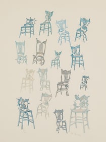 Pol Bury "Untitled (Chairs)" Lithograph