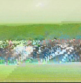 Herman Raymond "Band on Horseback" O/C Painting