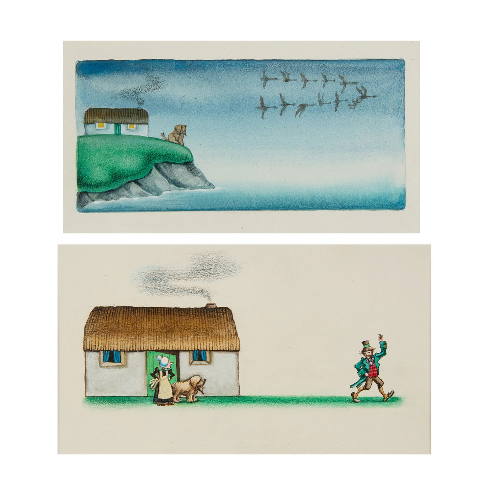 2 Gerald McDermott "Dog" & "Mother" Gouache Prints (1 of 7)