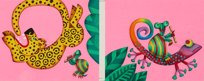 Gerald McDermott "Jaguar/Lizard" Gouache 2001