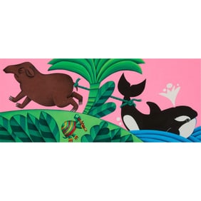 Gerald McDermott "Tug O' War" Gouache 2001