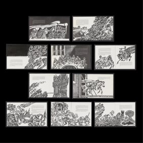 20 Gerald McDermott "Knight of Lion" Ink Drawings