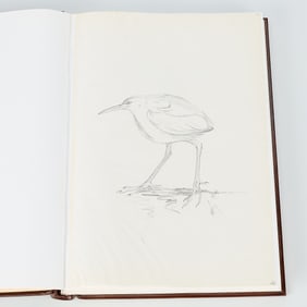 Frank T. Morris Bird Drawing w/ Book 1978