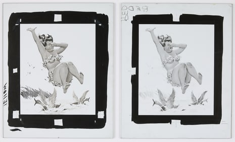 2 Bryers "Hilda Jumping in Pond" Glass Panels