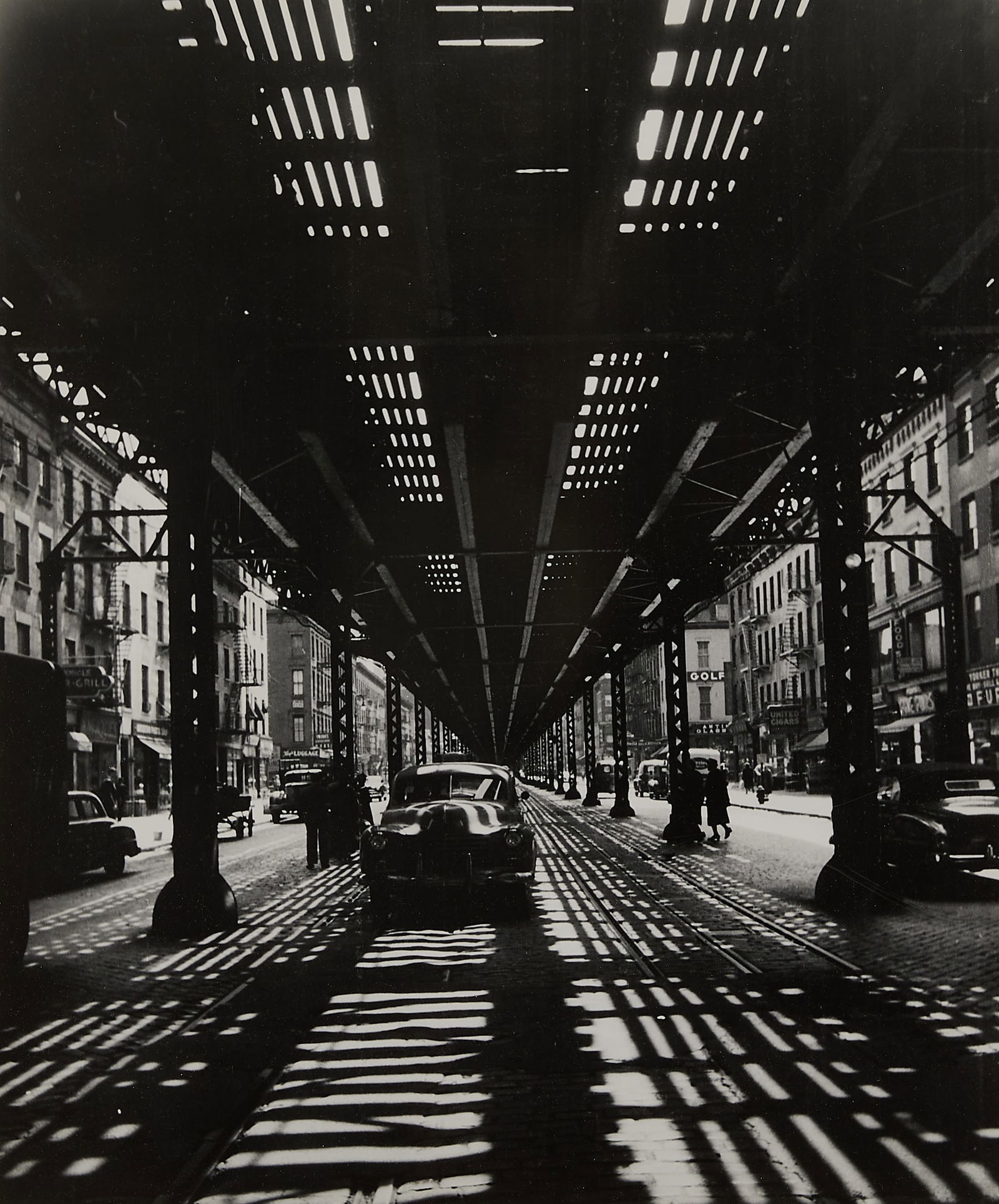 Otto Umbehr Umbo "New York, Third Ave" Photograph: Otto Umbehr "Umbo" (German, 1902-1980). Gelatin silver print photograph titled "New York, Third Ave.," 1952.Provenance: Villa Grisebach Auktionen, Lot 1477, Sale 83, Berlin, 2001; From the Estate of G