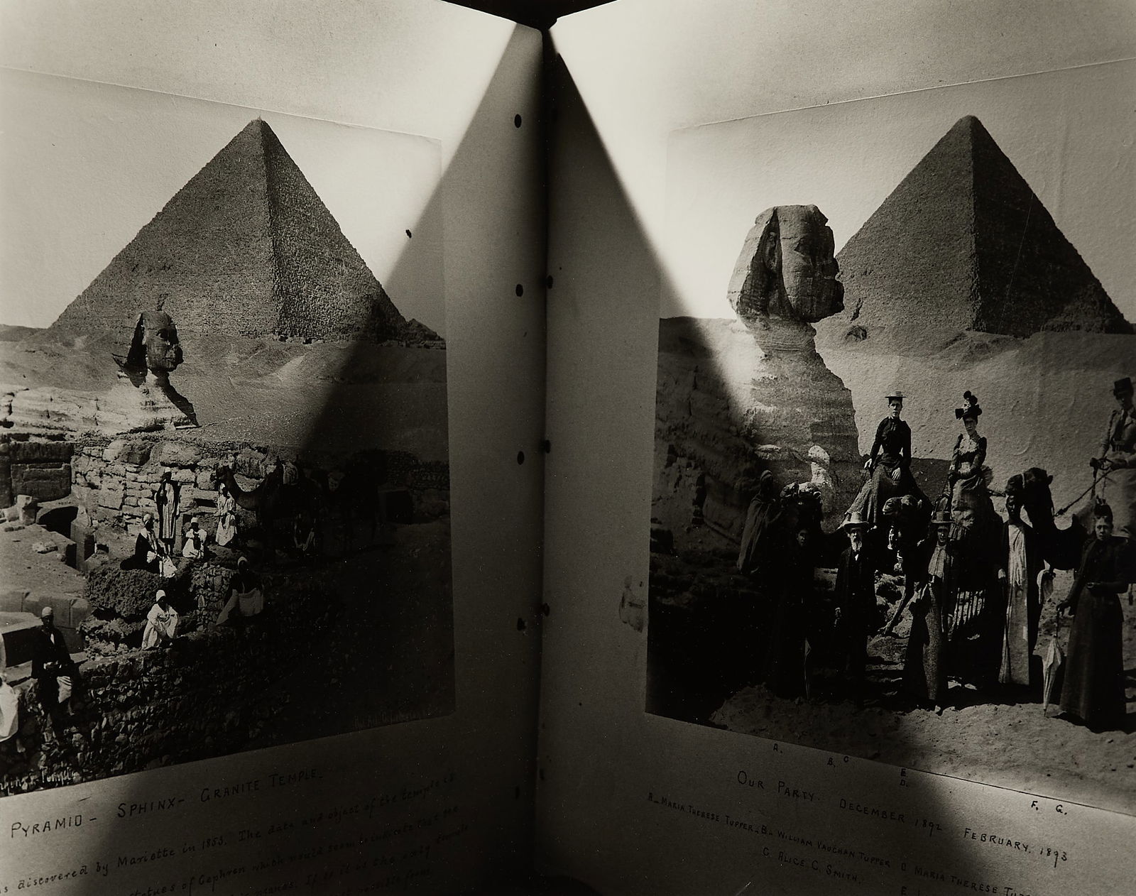 Abelardo Morell "The Pyramids" GSP 2000: Abelardo Morell (Cuban/American, b. 1948). Gelatin silver print photograph titled "Old Travel Scrapbook: The Pyramids," 2000. Signed, titled, and dated along the verso. Edition 3/30.Provenance: Weinst