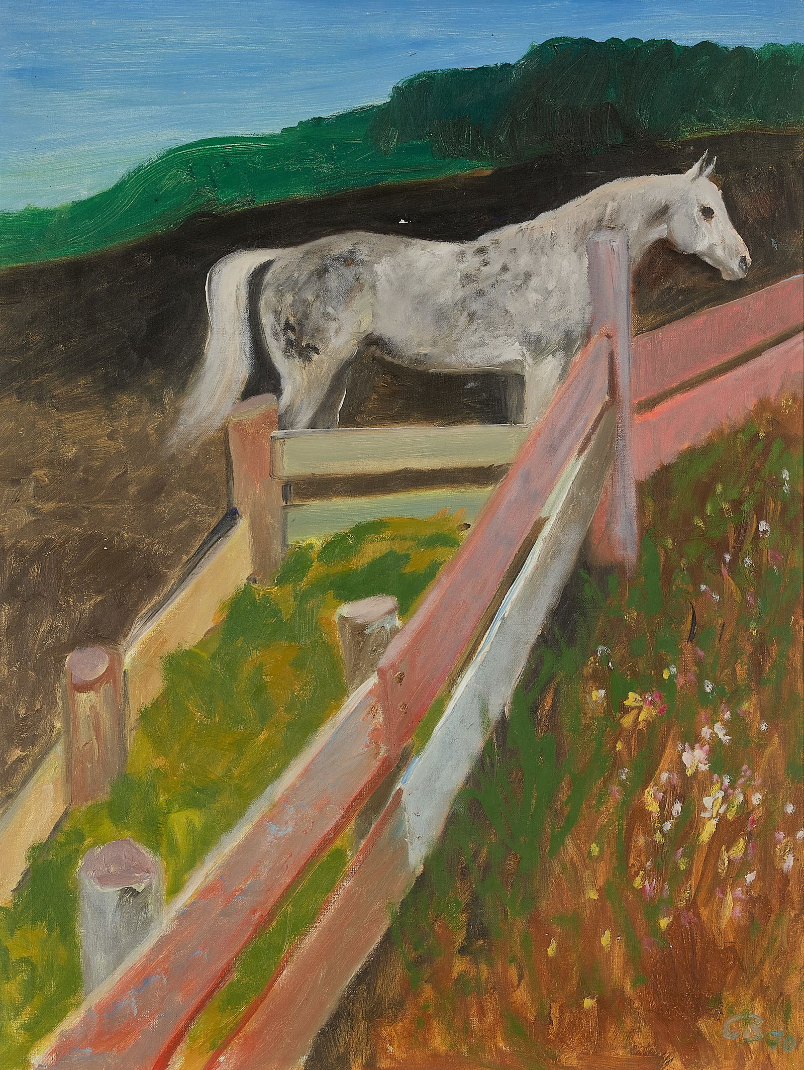 Cameron Booth "Fence & Horse" Painting 1970 (1 of 7)