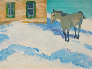 Cameron Booth "Horse in Winter" Oil Painting 1965