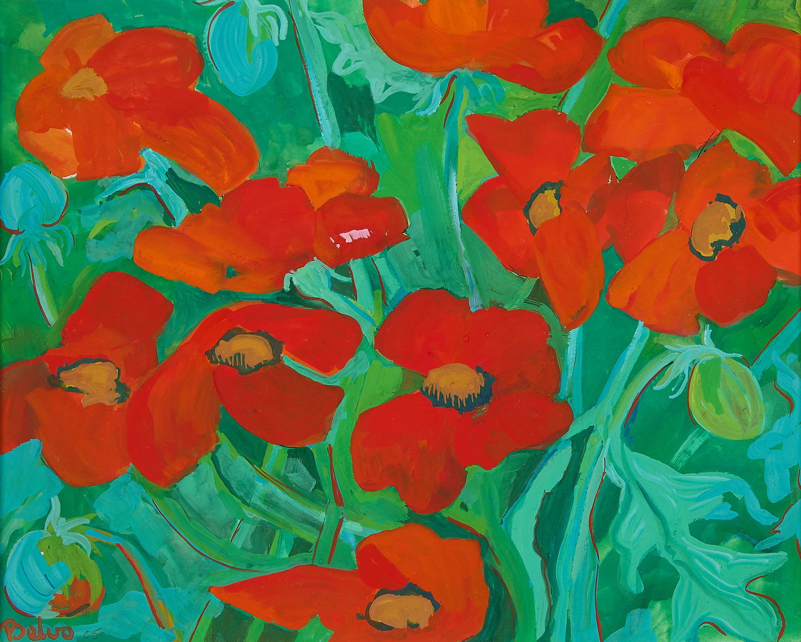 Hazel Belvo "Poppies" Still Life Painting (1 of 5)