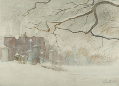 C. Robert Perrin Lighthouse & Snowscape Painting