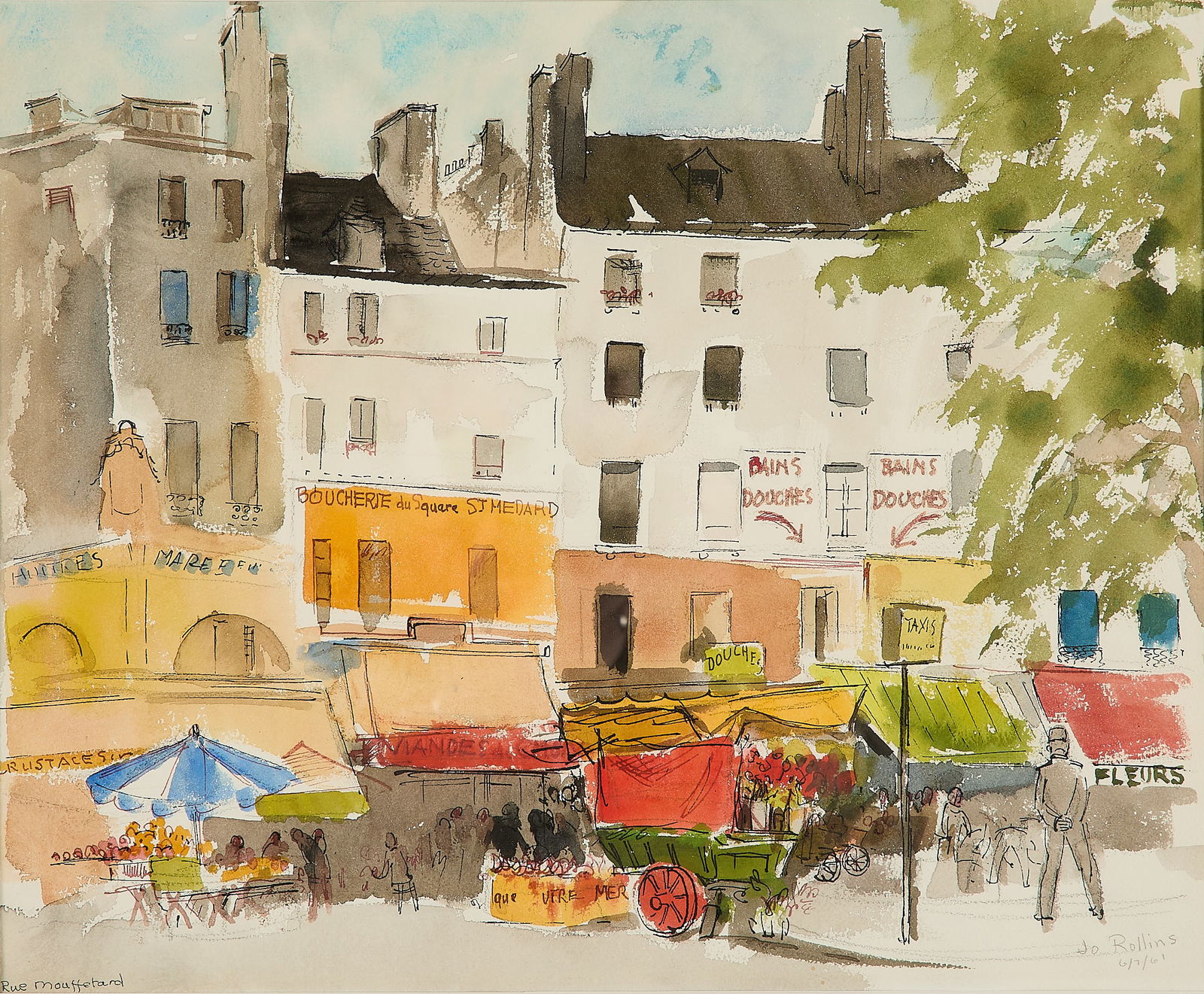Josephine Lutz Rollins "Rue Mouffetard" Watercolor (1 of 7)