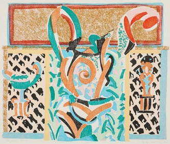 Betty Woodman "Pompeian Garden" Color Woodcut