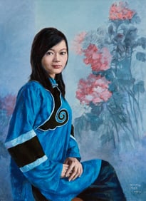 Canran Zhang Portrait w/ Flowers Painting 2019