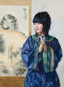 Canran Zhang Portrait w/ Cat Painting 2019