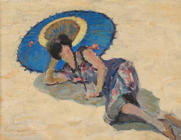 Frank H. Myers "Ella at Laguna Beach" Painting