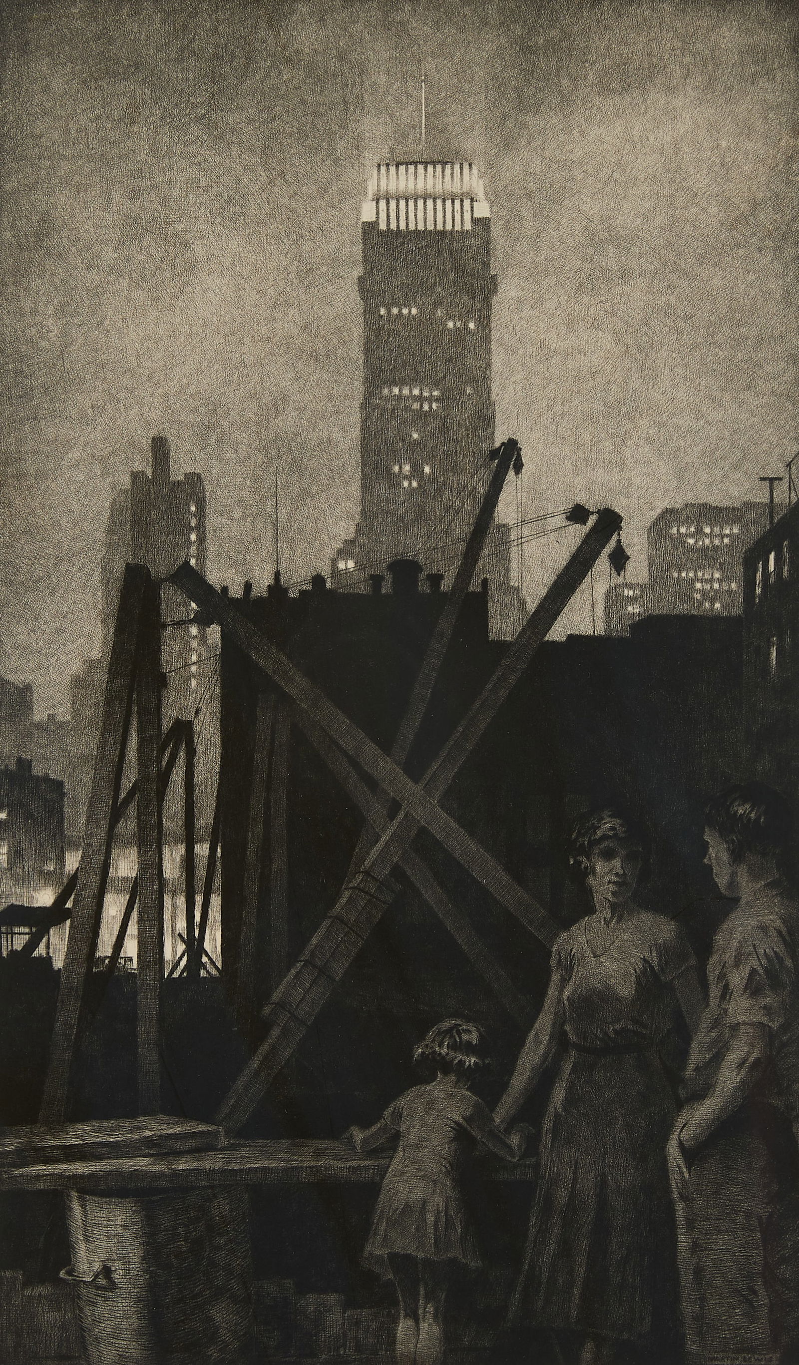 Martin Lewis "Manhattan Lights" Drypoint 1931 (1 of 9)