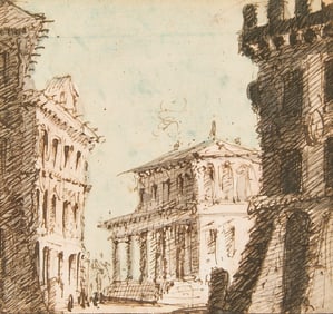 Style of Piranesi Roman Buildings Drawing