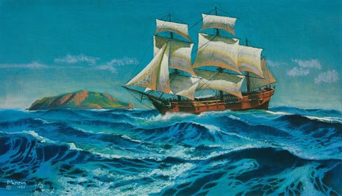 Bryan Moon "HMS Bounty" Lithograph 1989