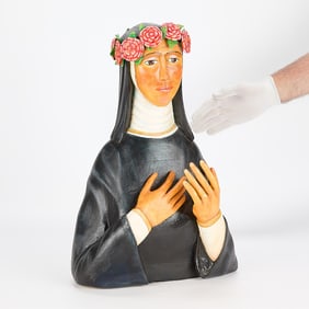 Luis Tapia "Santa Rosa de Lima" Wood Sculpture