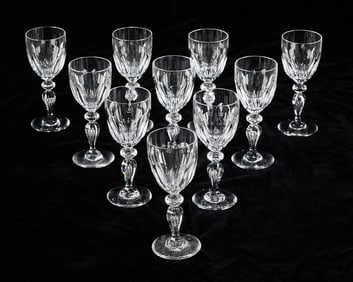 10 St. Louis Crystal "Alexandre" Cut Wine Glasses