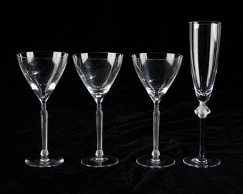 4 Pcs Lalique Crystal Glass Stemware