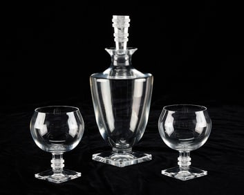 Lalique "Argos" Decanter & 2 Cordial Glasses