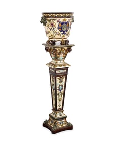 Rorstrand Pottery Majolica Pedestal & Jardiniere