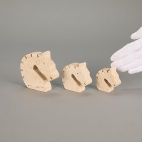 3 Fratelli Mannelli MCM Travertine Horse Figures