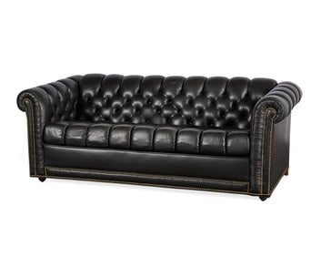 Black Leather Chesterfield Pull Out Sleeper Sofa