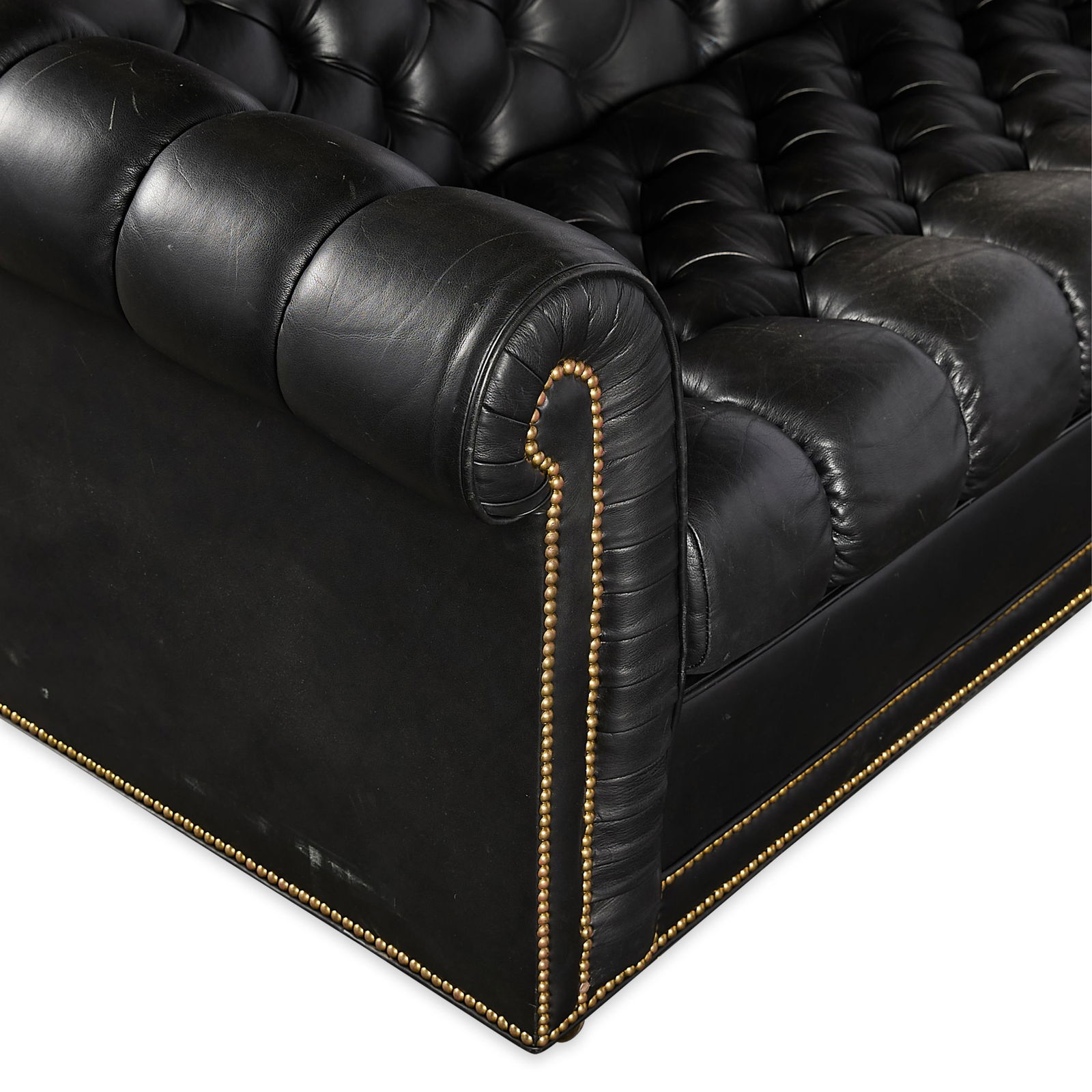 Black Leather Chesterfield Pull Out Sleeper Sofa - 3