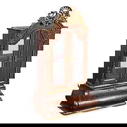 Style of Mathias Ortmann Gilt Wood Vitrine Cabinet: Style of Mathias Ortmann (Swedish/Danish, ca. 1700-1757). Louis XV-style giltwood walnut bombe vitrine cabinet. Featuring bronze ormolu rococo-style scrollwork ornamentation, pierced avian-form