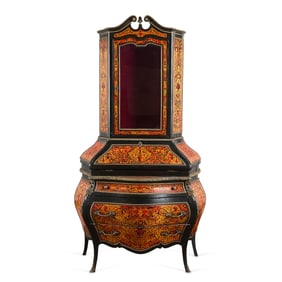 20th c. French Bombe Secretary Desk Cabinet