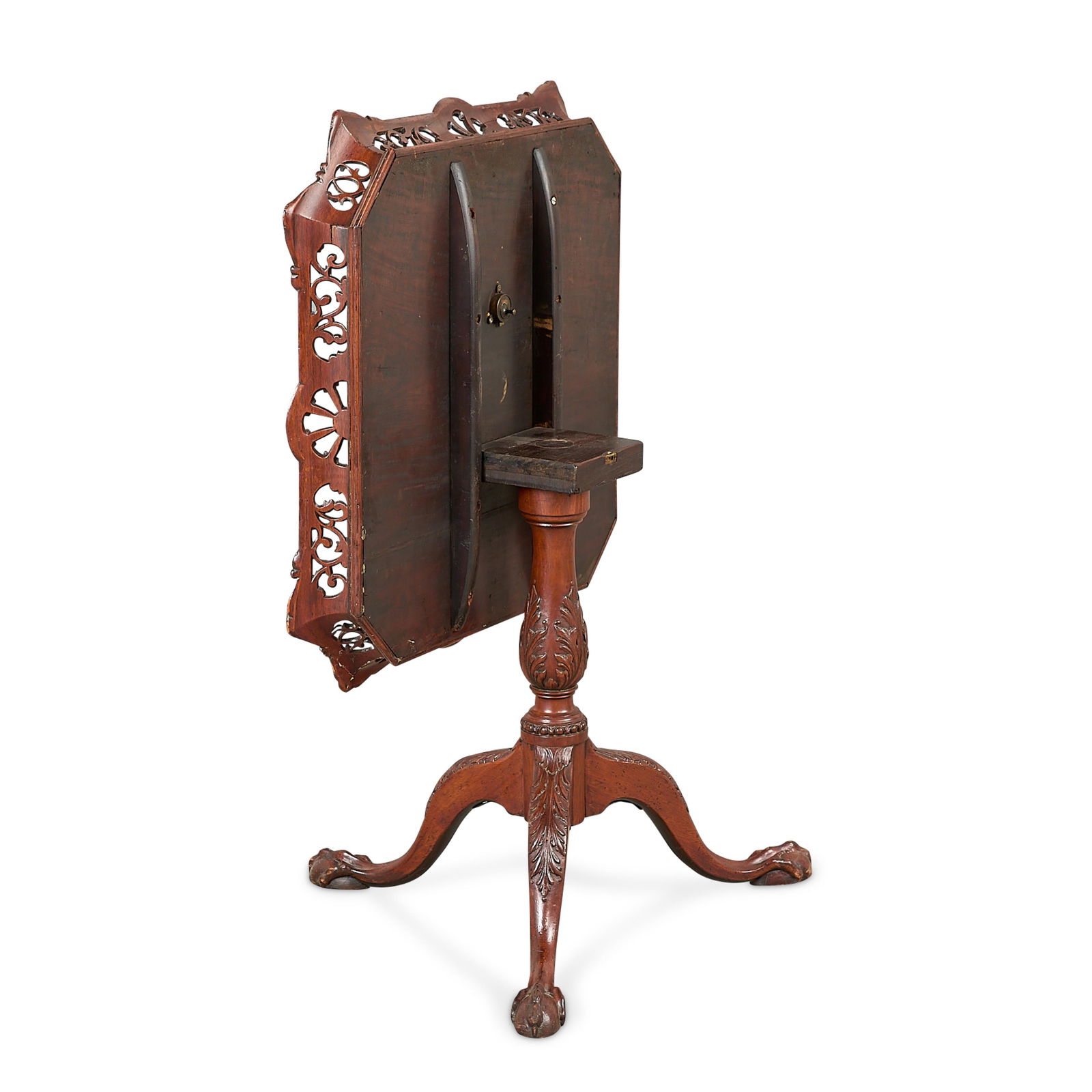 Chippendale Style Snap-Top Pierced Edge Tea Table - 2