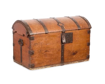 American Colonial Domed Wood Travel Trunk