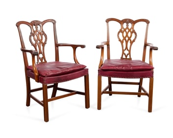 Pr Chippendale Style Living Room Armchairs