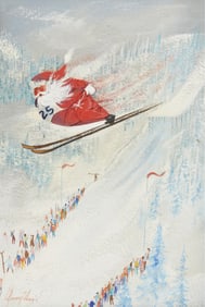 C. Robert Perrin Skiing Santa Paintings