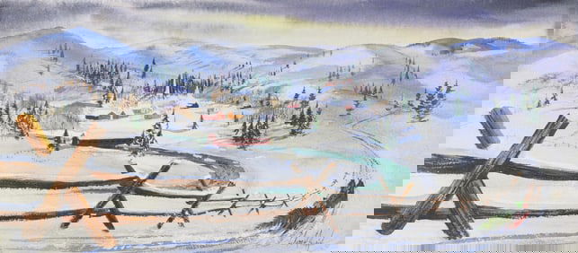 C. Robert Perrin Winter Sleigh Painting