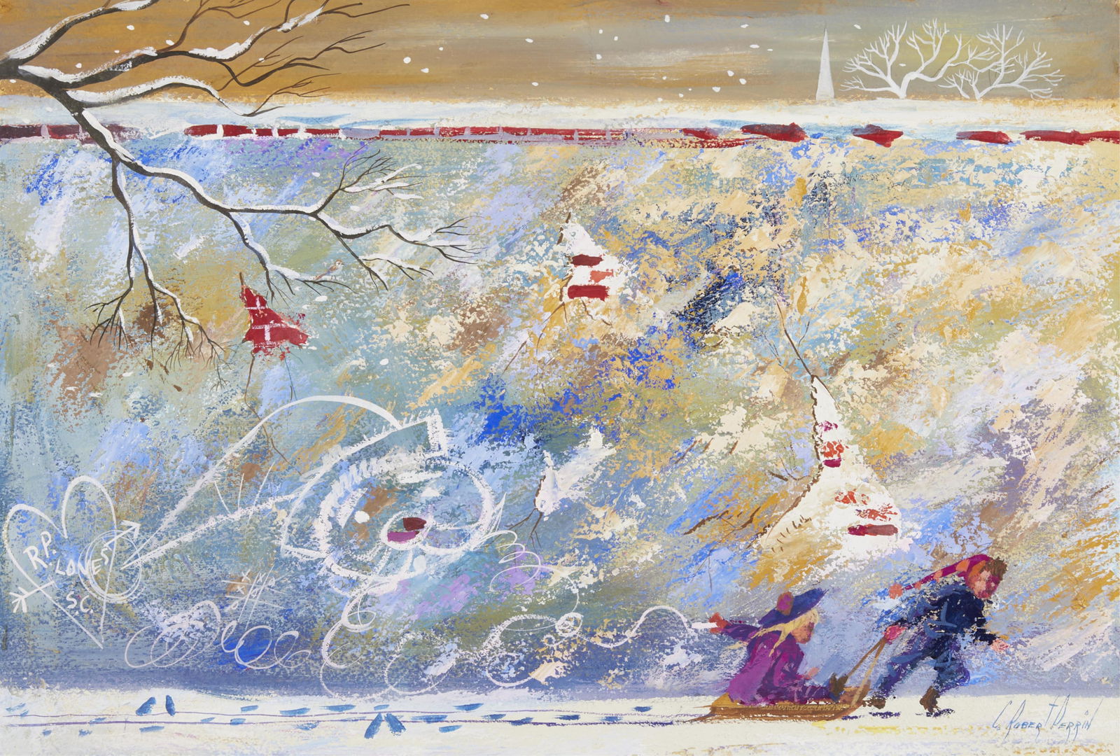 C. Robert Perrin Sledding Painting (1 of 4)