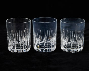 Set 3 Baccarat "Rotary" Crystal Glass Tumblers