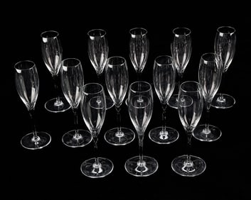 13 Baccarat "Perfection" Glass Champagne Flutes