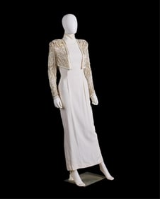 Sequined White Bob Mackie Evening Dress