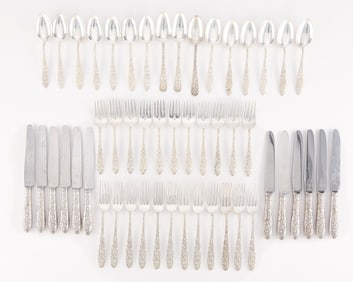 50 pcs Stieff "Rose" Sterling Flatware 51.26 ozt