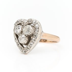 Edwardian 14k & Diamond Heart Ring