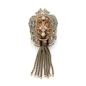 14k Gold & Enamel Victorian Slide Pendant