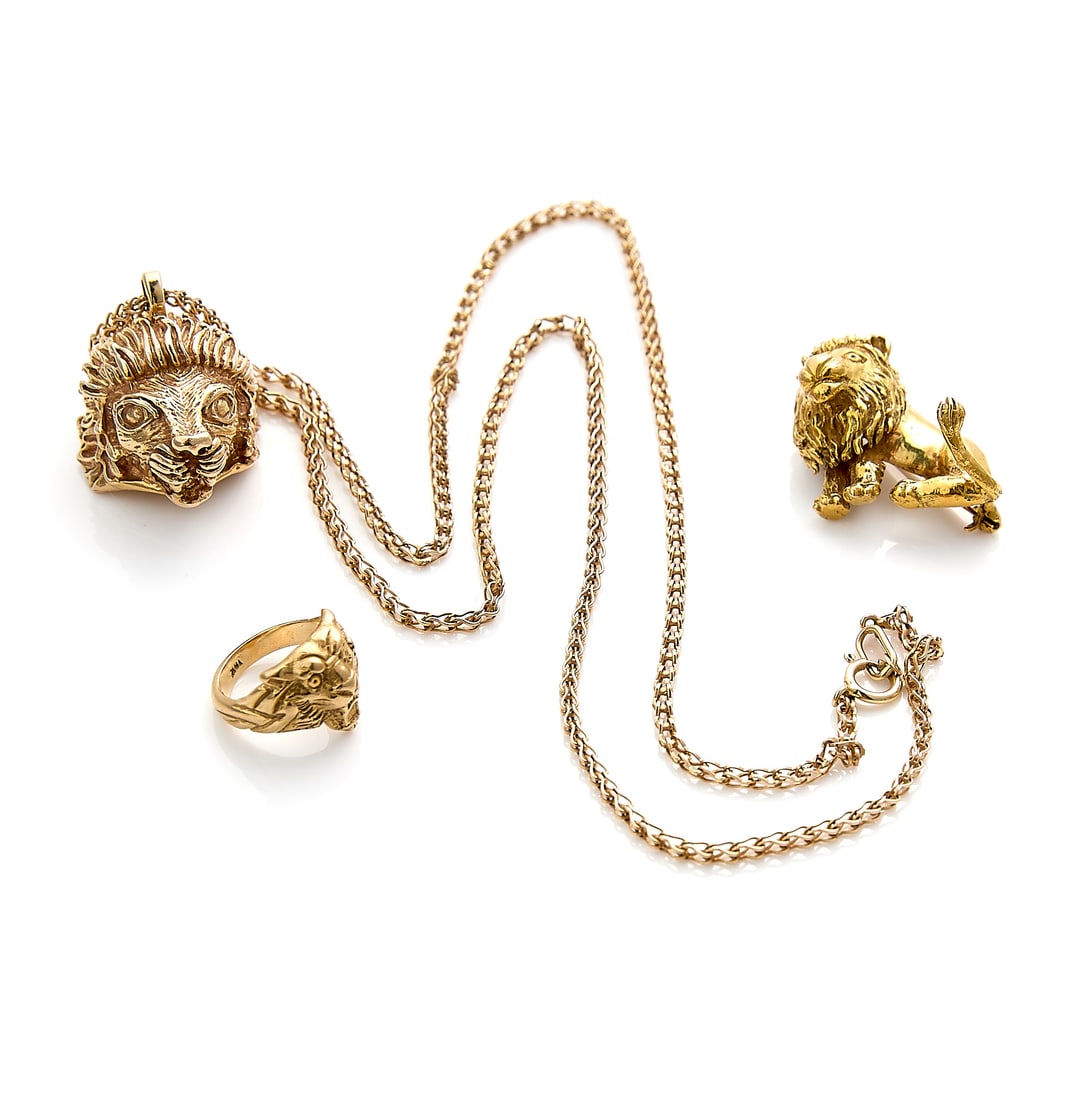 3 Pcs Gold & Plated Lion Jewelry (1 of 3)