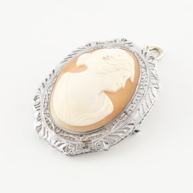 Ostby Barton Sterling Cameo Habille Brooch