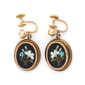 14k Pietra Dura Earrings