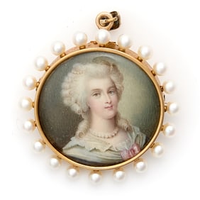Jaques & Marcus 18k & Prl Portrait Miniature Brooch