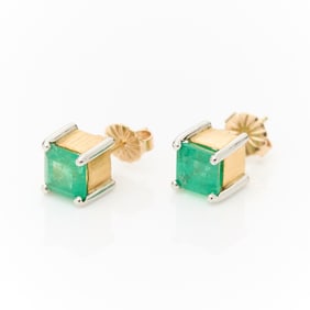 22k & Platinum Emerald Studs