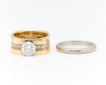 18K & Platinum Diamond Ring & Band